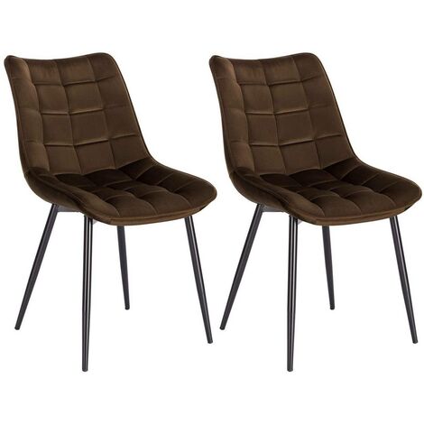 WOLTU 2x Sedia da Pranzo Retro Velluto Senza Braccioli Salotto Imbottite Cucina Marrone