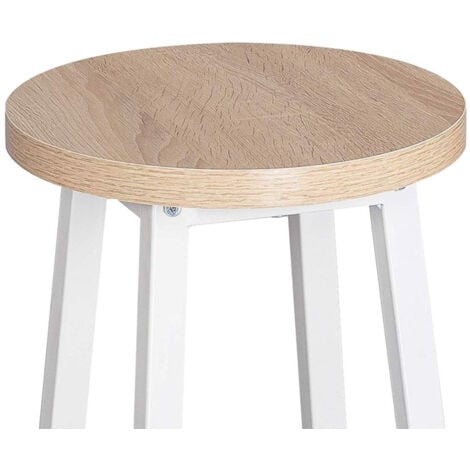 WOLTU 2 Sgabelli Legno da Bar Coppia Sedie Cucina Alta Gambe in Metallo Vintage Rovere+bianco