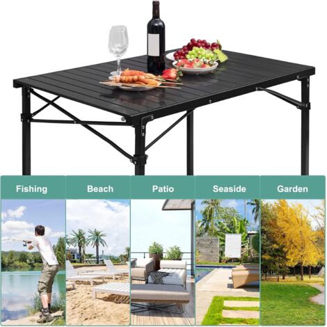 REDCLIFFS - Set Tavolo Da Campeggio Pieghevole Con 2 Panche Nero