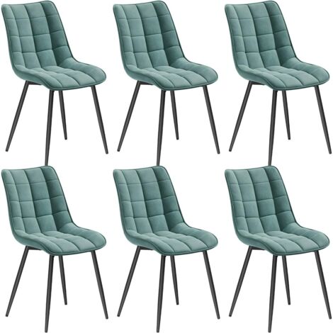 WOLTU 6x Sedia da Pranzo Retro Velluto Senza Braccioli Salotto Imbottite Cucina Turchese