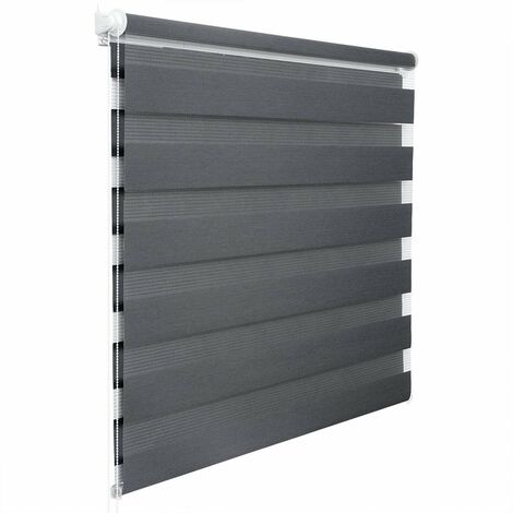 WOLTU Tenda a Rullo Doppio Oscurante per Interni Senza Foratura Avvolgibile Grigio Scuro 65x150 cm