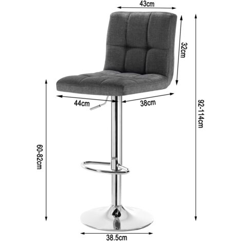 Sgabello Da Bar WOLTU Con Schienale E Poggiapiedi - Altezza Regolabile 62-84 Cm, Girevole, Tessuto Lino, Cromato
