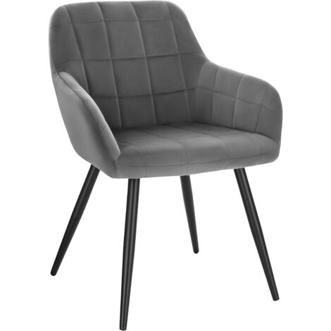 HOMCOM Set Di 2 Sedie Da Pranzo Scandinave In Velluto Nero – Con Gambe In Metallo, Imbottite, Per Soggiorno E Cucina - 6