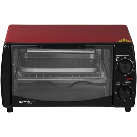 WOLTU Forno Elettrico 12L Potenza 800W timer griglia Cuisine Piccolo Girarrosto Rosso