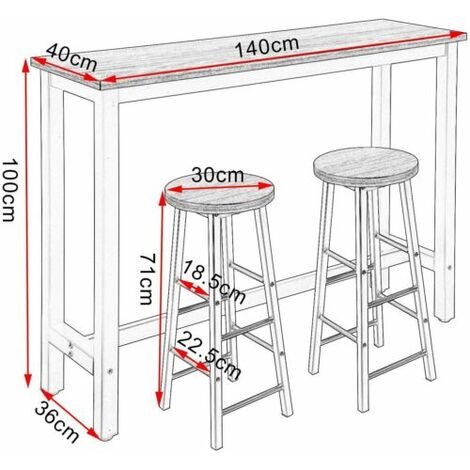 TAVOLO DA BAR con 2 Sgabelli Alti Set Mobili da Bar Rettangolare Bancone  Legno EUR 183,65 - PicClick IT