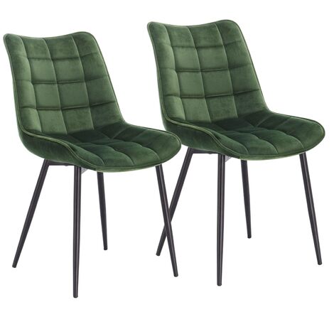 WOLTU 2x Sedia da Pranzo Retro Velluto Senza Braccioli Salotto Imbottite Cucina Verde