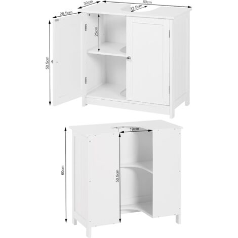 WOLTU Armadietto da Bagno Sotto Lavello Mobile bagno con Ante e Ripiano Interno Bianco
