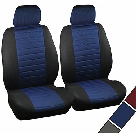 Coprisedili Auto Universali - 2 Posti, Tessuto Poliestere, Nero/Blu - Foto 5