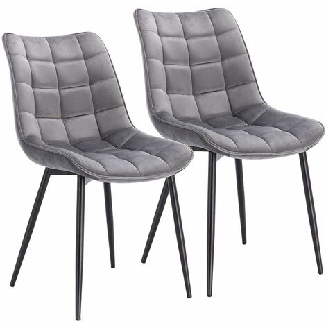 WOLTU 2x Sedia da Pranzo Retro Velluto Senza Braccioli Salotto Imbottite Cucina Grigio Chiaro