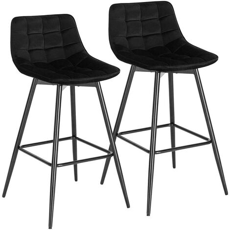WOLTU 2pcs Sgabelli da Bar Stile Industriale Alta Sedia Cucina Velluto Metallo Nero