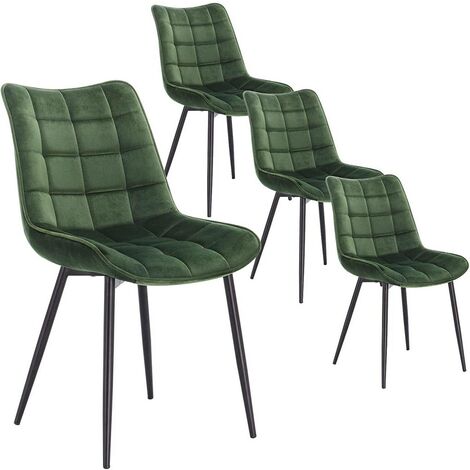 WOLTU 4x Sedia da Pranzo Retro Velluto Senza Braccioli Salotto Imbottite Cucina Verde