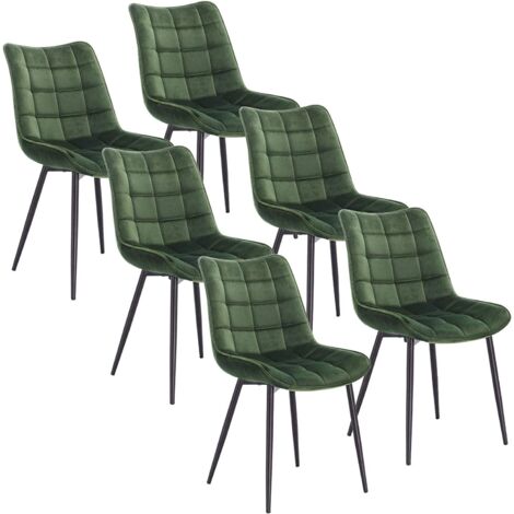 WOLTU 6x Sedia da Pranzo Retro Velluto Senza Braccioli Salotto Imbottite Cucina Verde
