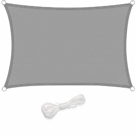 WOLTU Tenda Vela Ombreggiante Telo Sole Ombra Giardino Parasole Grigio Chiaro 4x5 m
