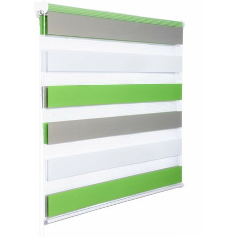 WOLTU Tenda a Rullo Doppio Oscurante per Interni Senza Foratura Avvolgibile Bianco+verde+grigio 85x150 cm