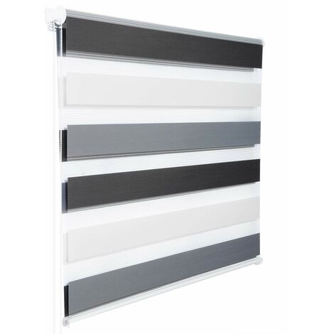 WOLTU Tenda a Rullo Doppio Oscurante per Interni Senza Foratura Avvolgibile Bianco+grigio+antracite 70x220 cm
