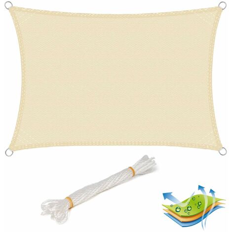WOLTU Tenda a Vela Parasole Telo da Sole in Protezione Solare Anti UV Giardino Beige 5x7m