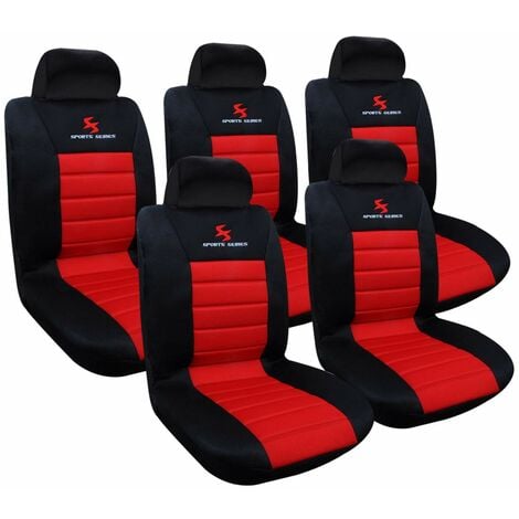 WOLTU 5 Pz Set Coprisedili Universali Auto Seat Cover Protege Sedile Rosso