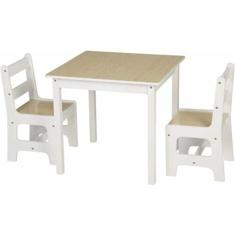 WOLTU Set di mobili per bambini tavolo e 2 sedie Legno Scrivania Tavolo  Multiuso Bianco