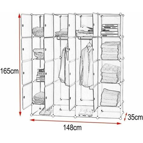 WOLTU DIY Armadirtto a Cubo Grande Guardaroba Modulare Scarpiera per  Stanzino e Ripostiglio Bianco+Nero SR0090sw : : Casa e cucina