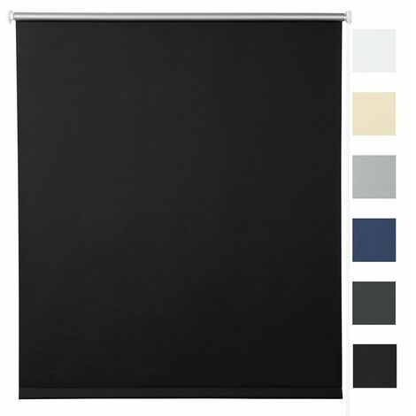WOLTU Tenda a rullo oscurante termica isolante finestra porta senza fori Nero 40x160 cm