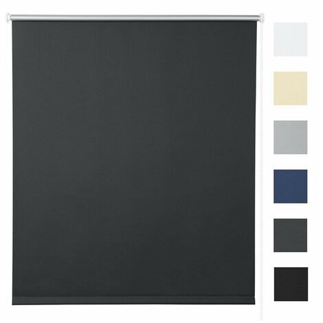 WOLTU Tenda a rullo oscurante termica isolante finestra porta senza fori Carbone Nero 100x210 cm