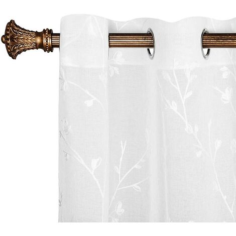 WOLTU Tende Trasparenti Senza Occhielli per Soggiorno Camera da Letto 2 Pannelli Voile Bianco 140x225cm ,Tenda senza cinghie