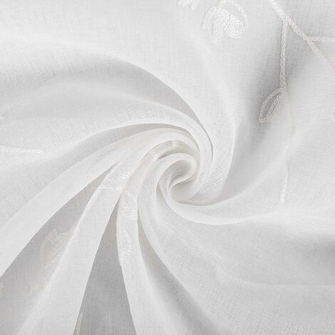 WOLTU Tende Trasparenti Senza Occhielli per Soggiorno Camera da Letto 2 Pannelli Voile Bianco 140x225cm ,Tenda senza cinghie