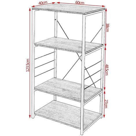 WOLTU Scaffale per Cucina 4 Ripiani Mensola da Cucina Scaffalature