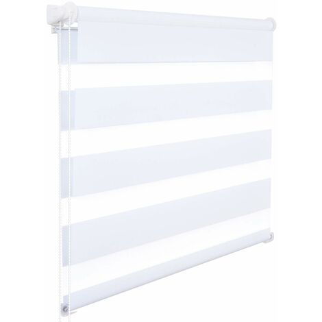 WOLTU Tenda a Rullo Doppio Oscurante per Interni Senza Foratura Avvolgibile Bianco 55x150cm