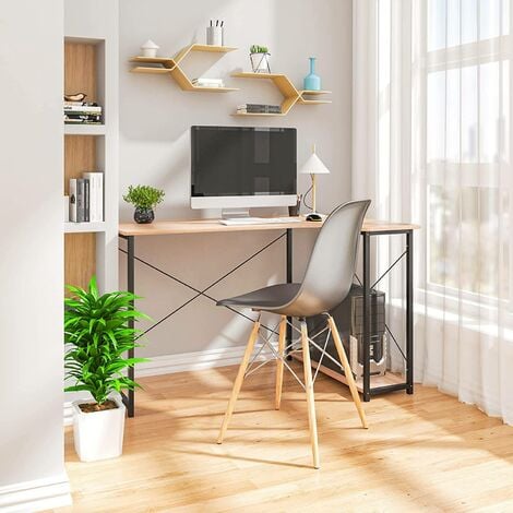 WOLTU Scrivania Angolare Tavolo da Lavoro Porta PC con Ripiani in Acciaio Legno