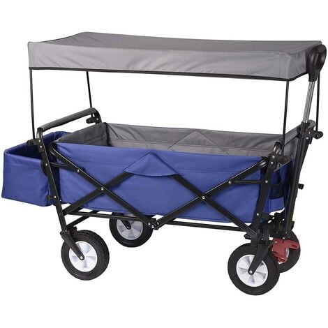 WOLTU Carrello a mano pieghevole con Tetto incluse borsetta supporto max 80 kg  Blu