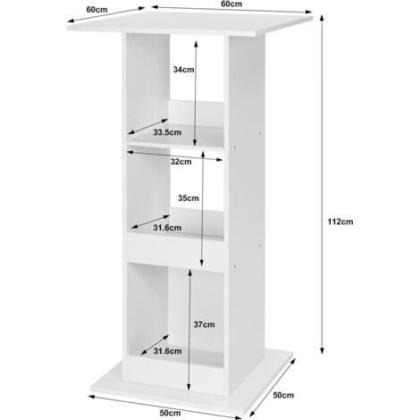 Tavolo Da Bar Quadrato WOLTU Con 3 Ripiani - Nero, 60x60x112cm, Per Cucina E Soggiorno - Foto 6