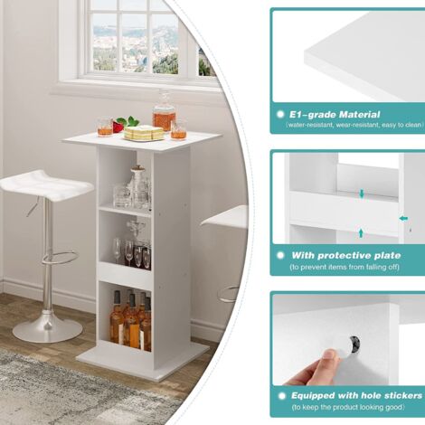 Tavolo Da Bar Quadrato WOLTU Con 3 Ripiani - Nero, 60x60x112cm, Per Cucina E Soggiorno - Foto 10