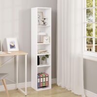 WOLTU Libreria a 5 Scomparti Aperti. Libreria Verticale a Colonna. Scaffale Angolare Autoportante. per Soggiorno. Ufficio e Studio. in Truciolare. Bianco. 30x26x151cm