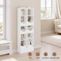 XCHKOD Libreria Scaffale Mobile in Legno per Libri Moderno Mobili Mobile Porta Libri Verticale Mobiletto Armadietto per Soggiorno Camera da Letto Offrono Ampio Spazio Bianco 40x30x72 cm