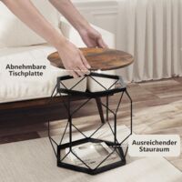 Tavolino Da Caffè Rotondo WOLTU - Design Rovere Chiaro E Nero, Struttura In Metallo, Multiuso - Foto 8