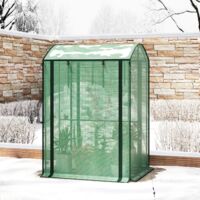 Serra Da Giardino WOLTU 100x50x190 Cm – Telo In PE 140g/m², Porte Avvolgibili, Impermeabile, Con 4 Picchetti, Bianco