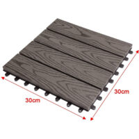 WOLTU Piastrelle WPC A Incastro Per Esterni – 11 Pannelli Da 30x30 Cm (1 M²) In Legno Composito, Colore Caffè, Antiscivolo E Impermeabile