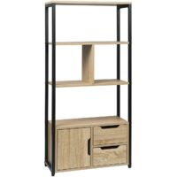 WOLTU Libreria in Legno e Metallo Scaffale per Libri Portaoggetti Moderno Legno