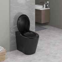 WOLTU Copriwater. Sedile WC Nero Opaco con Chiusura Ammortizzata e Cerniere  Regolabili a 360°. Tavoletta