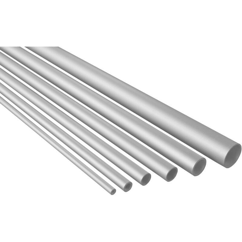 2 metri tubo tondo alluminio anodizzato resiliente Effector B40-B45:  Argento, B43 - Ø 12 x 1 mm