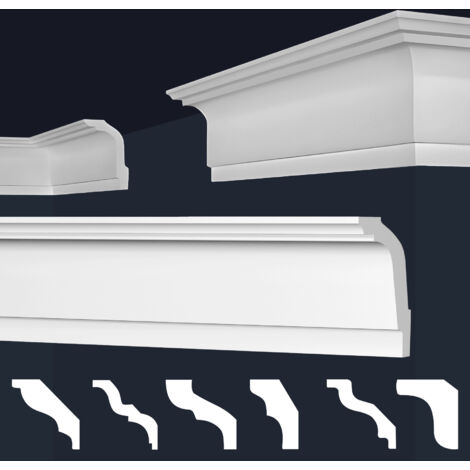 MARBET DESIGN Cornici in XPS Polistirolo Bianco per Soffitto e Pareti, Modelli di Cornici E-Cornici: E-33 / 56x86 mm, 1 Angolo interno / 1 Angolo esterno