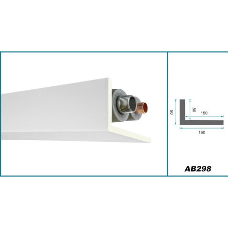 2 Metri Di Modanatura Piatta 120x30mm - Profilo Per Stucco In PU Liscio, Bianco, Antiurto - AD329 Hexim Perfect Serie 1 - Modanatura Piatta Per Pareti Profili Decorativi