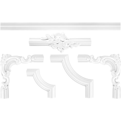Bordo per parete e soffitto fregio stucco PU resistente agli urti CR810/A-D: Segmento CR810BL - 200 x 190 x 18 mm