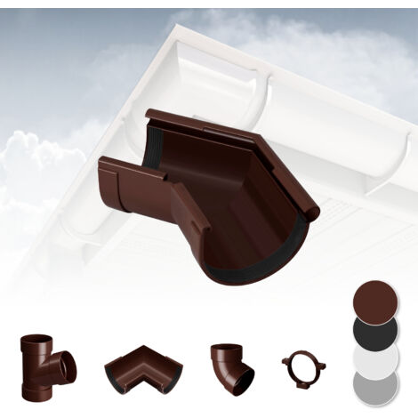 Sistema di grondaie - 90mm in plastica PVC, selezione di componenti - RainWay 90: Marrone, Angolo esterno 135