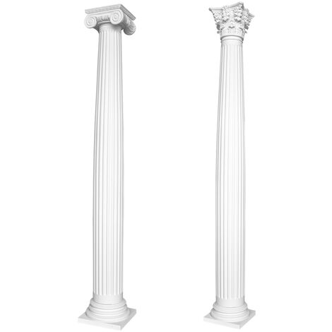 Colonne e mezze colonne rotonde scanalate stucco selezione 203mm N3220: Semicircolare, Base - Modello 2