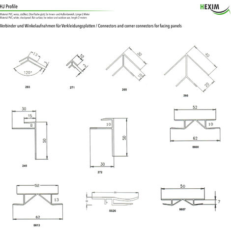 PROFILO A U, PVC COLORE BIANCO, 10X21X10 MM, 2 MT, FERRAMENTA - Ottimax