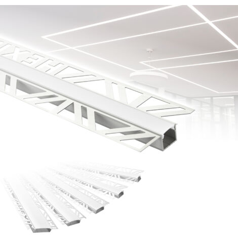 HEXIM Profili in alluminio per LED, cartongesso a incasso con copertura opalina, diverse larghezze: ALED 1 - larghezza luminosa di 12 mm, 30 metri / 15 strisce