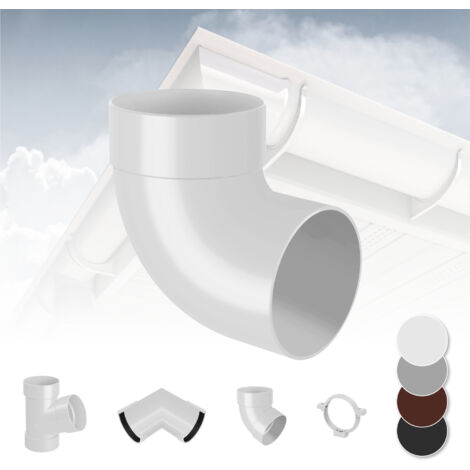 Sistema di grondaie - 130mm in plastica PVC, selezione di componenti - RainWay 130: Bianco, Curva 87° singola