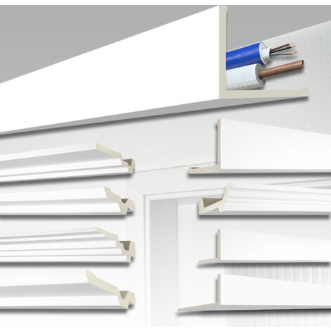 HEXIM Modanatura coprire cavi e tubi Modelli AB (2 metri) Cornice bianco Schiuma PU, Copertina: AB170 - 150x150 mm